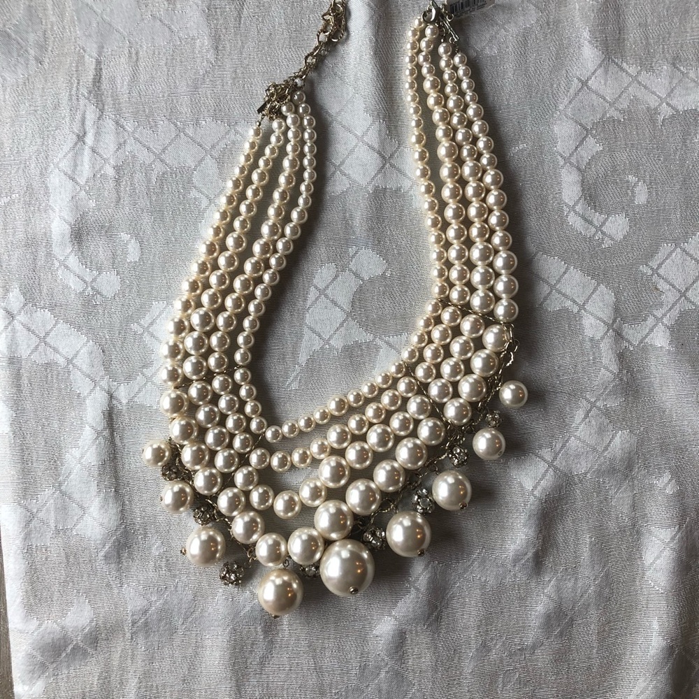 NWT Large pearl multi-strand necklace